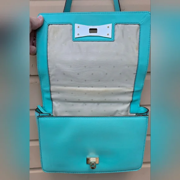 Kate Spade Teal Shoulder Purse Crossbody With Turn Lock Opening - Picture 5 of 9